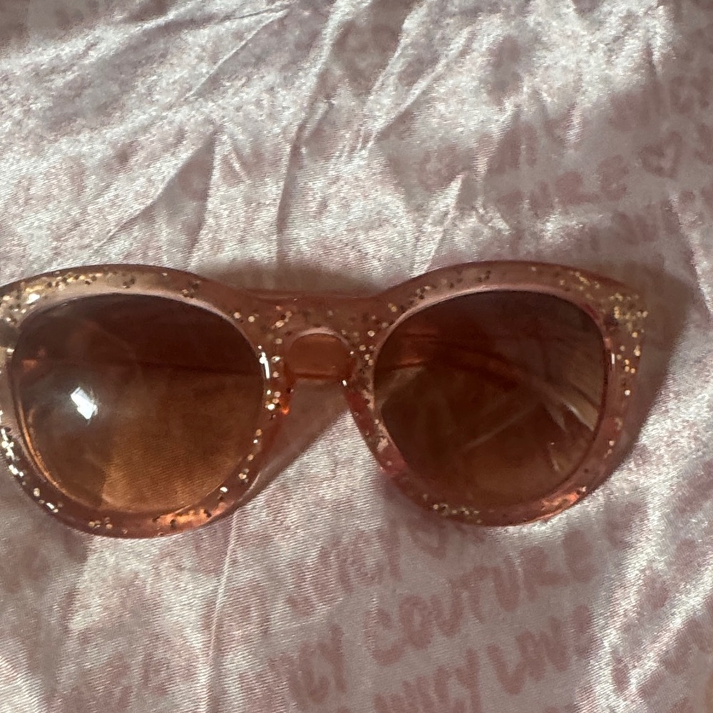 Circus by Sam Edelman Pink Glitter Cat-Eye Sunglasses with Brown Lenses